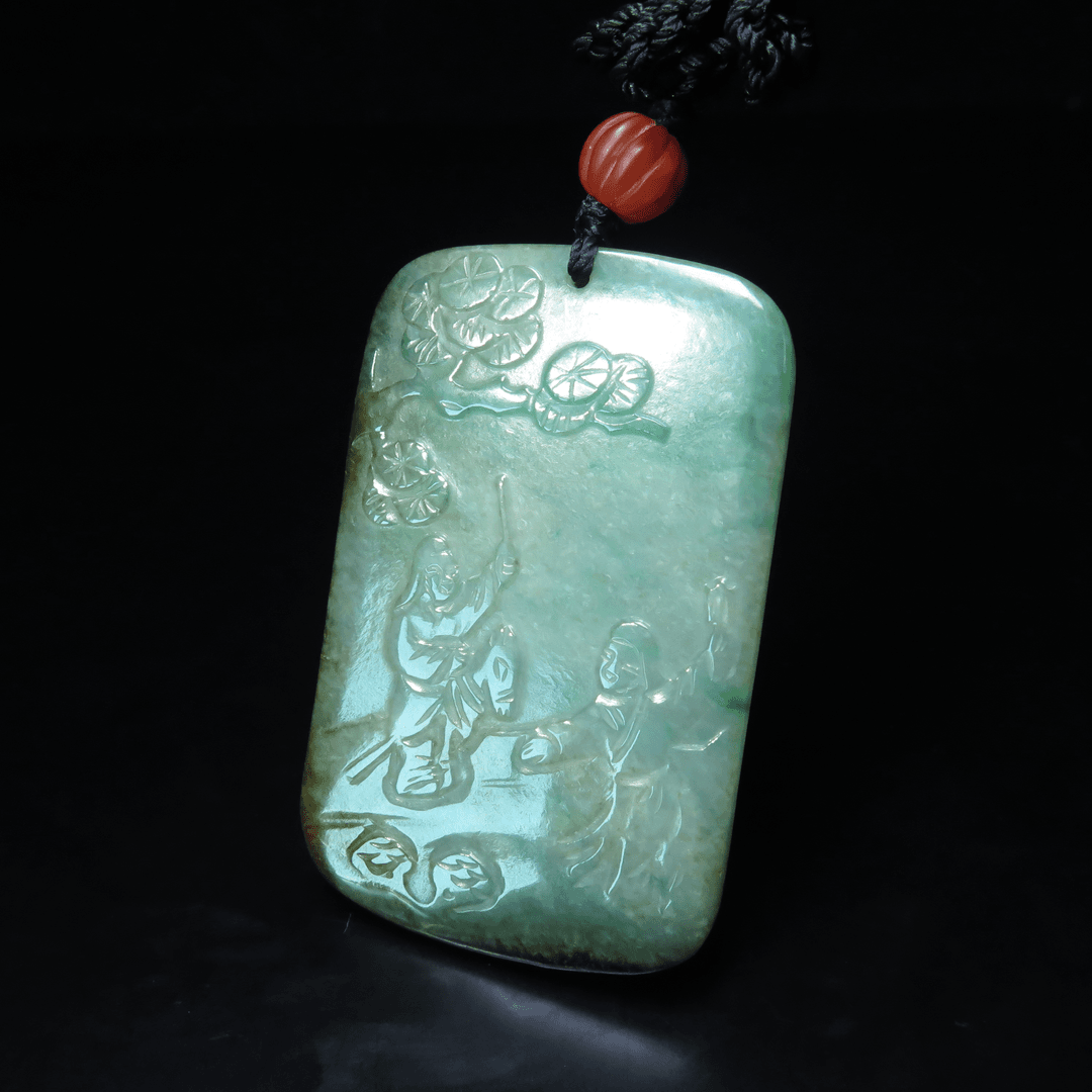 清晚期翡翠牌饰/MZ347656/和田玉/民族文物商品图