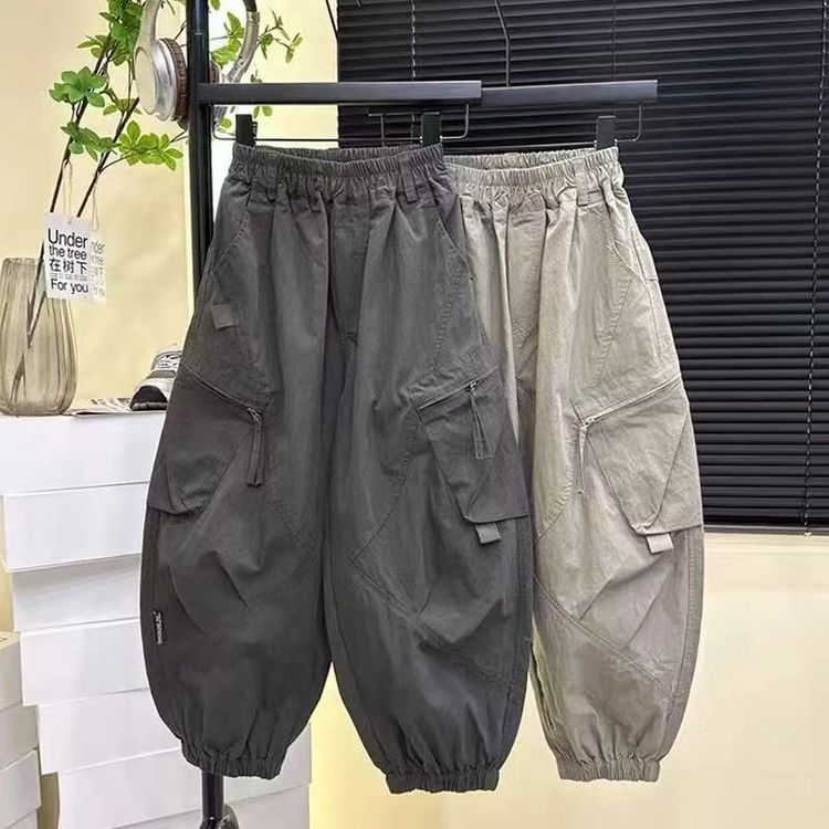 【100%棉】儿童纯棉工装裤裤子2026新款韩版男女童时尚韩范宽松潮流商品图