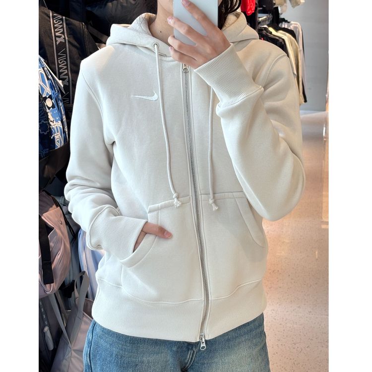 NIKE耐克男女经典款米白色连帽运动休闲外套HJ0996-104商品图