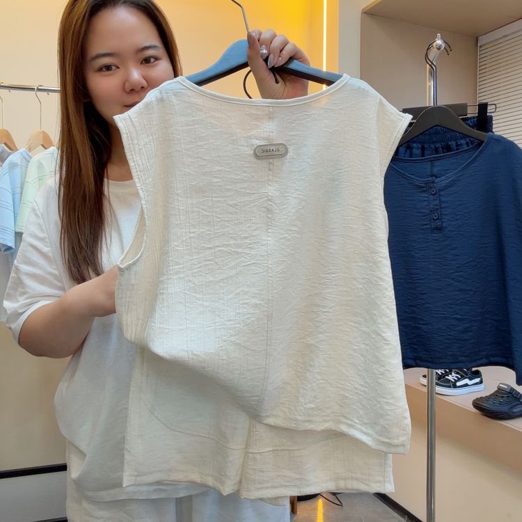 【冰感亚麻套装】中大童韩版百搭透气两件套儿童套装3309商品图
