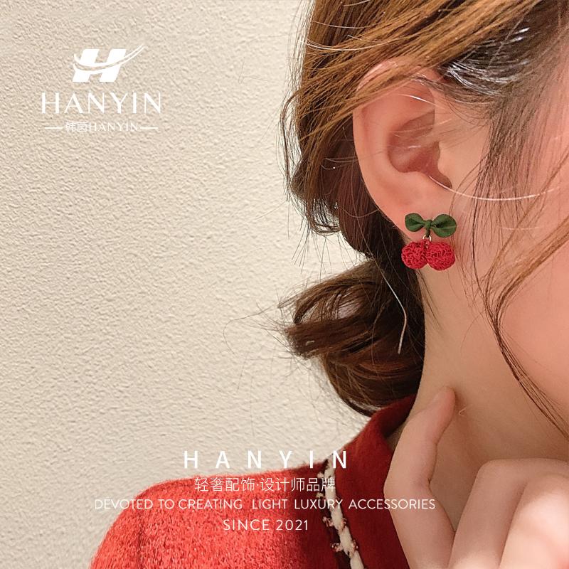 HANYIN/韩茵东大门过年红色樱桃仙气质耳饰价格¥16.90佣金1.00%约¥0.17