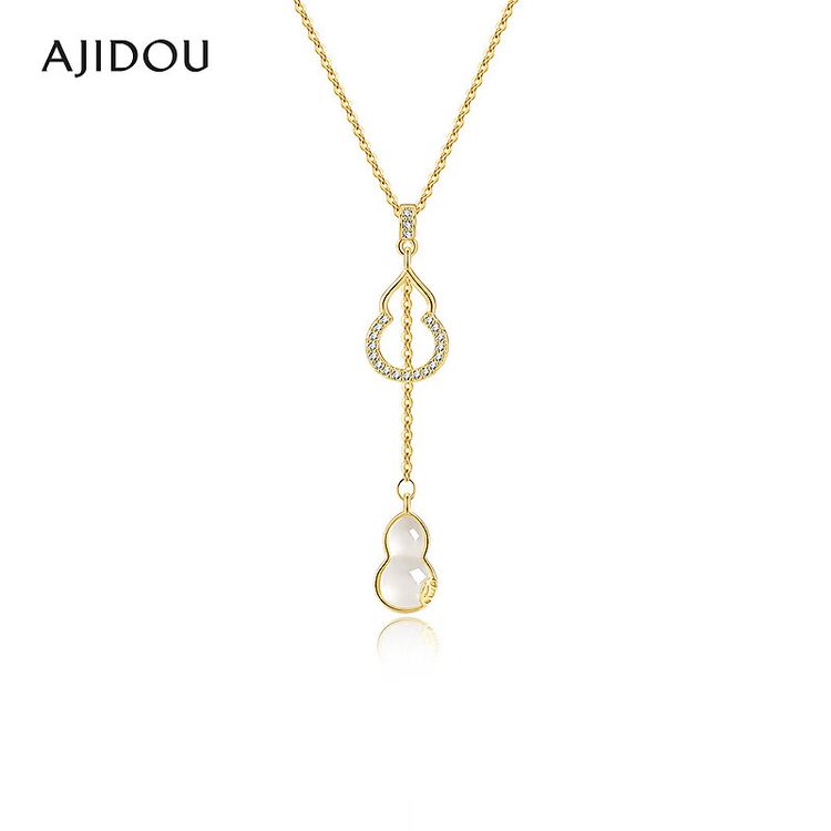 合金合成锆石吊坠 AJIDOU阿吉豆女款精致双生葫芦锁骨链【L1】商品图