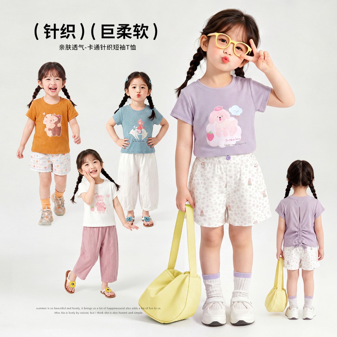 【现货】郝叔童品夏季新款2026女童潮流设计感韩版针织短袖HZ62239商品图