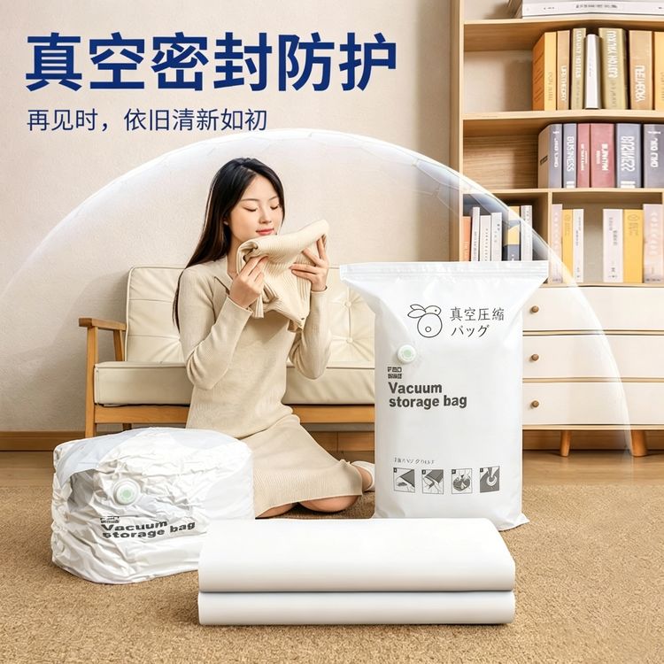 【真空压缩袋】免抽气立体收纳压缩袋抽压两用家用透明加厚棉被袋商品图